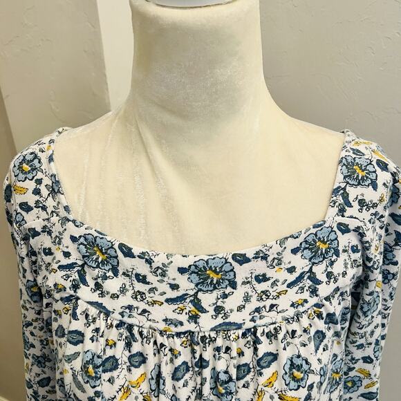 Lucky Brand Women's XL Blue Gold Small Print Floral Knit Top Shirt (A0131) - Picture 3 of 7